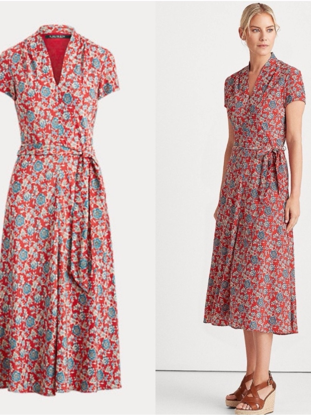 Lauren Ralph Lauren red Floral Midi Dress
